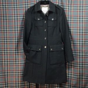 Banana Republic Black Pea Coat Military Style Imported Italian 🇮🇹 Wool